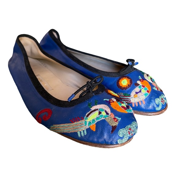 Meher Kakalia Shoes - Meher kakalia Embroidered Leather Ballet Flats - Hand Made